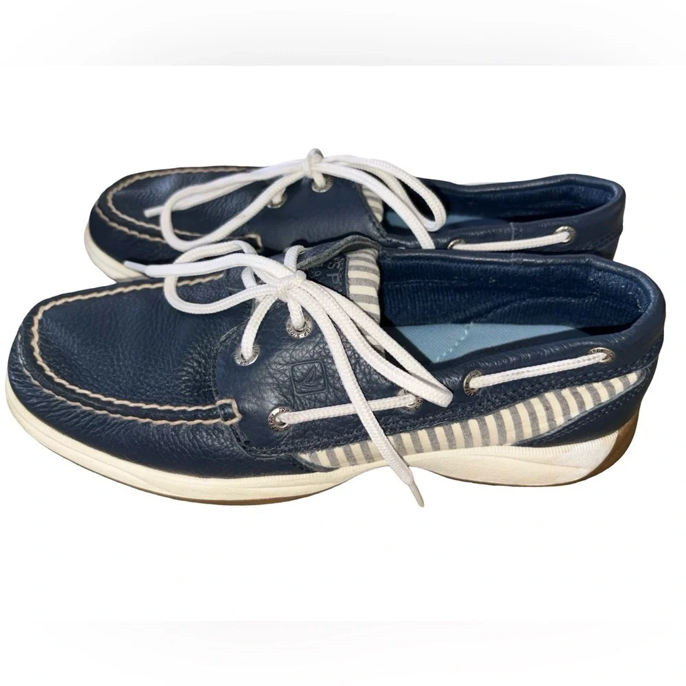 Sperry Top-Sider Leather Boat Shoes Navy Blue Women’s Size 7M Nautical Preppy